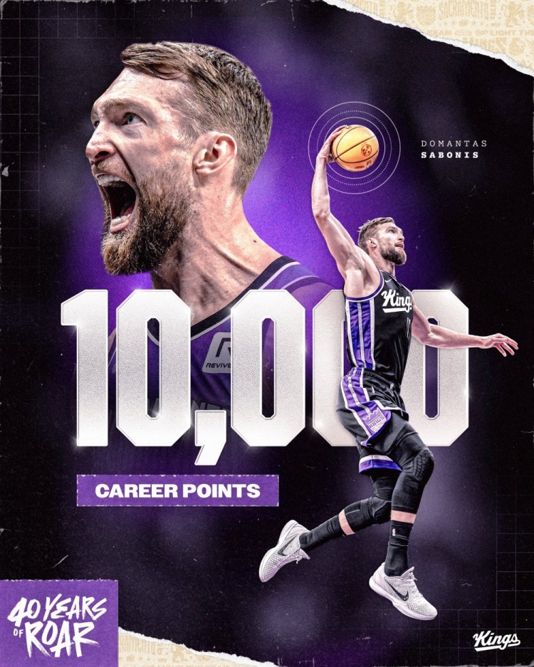 里程碑!小萨博尼斯常规赛生涯总得分突破10000大关