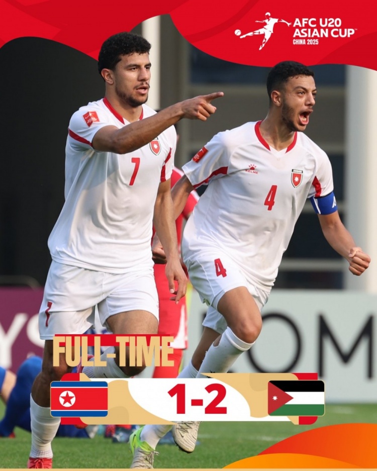 U20亚洲杯B组:朝鲜1-2不敌约旦,两轮1分暂列B组末尾